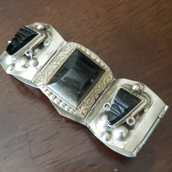 vintage Sterling Silver Stone Bracelet - Picture 6 of 16